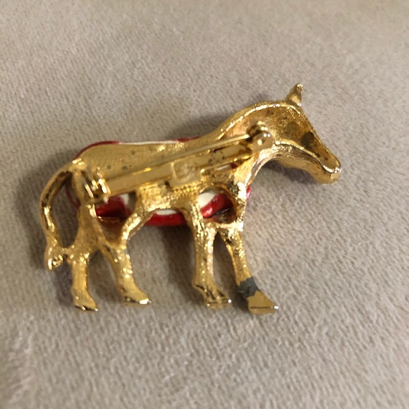 Vintage Gold Tone Green Jewel Eyed Donkey Pin - Picture 5 of 7